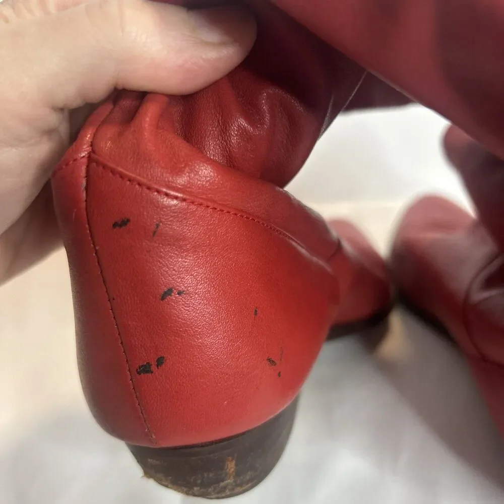 VTG Mister Shoes Red Leather Mid Calf Riding Boot Womens Size 7 M